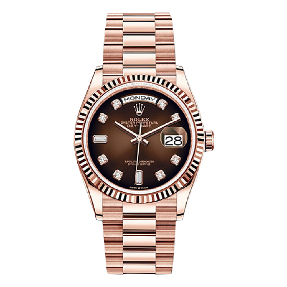 Rolex Day-Date Everose Gold Brown Ombré Diamond Dial