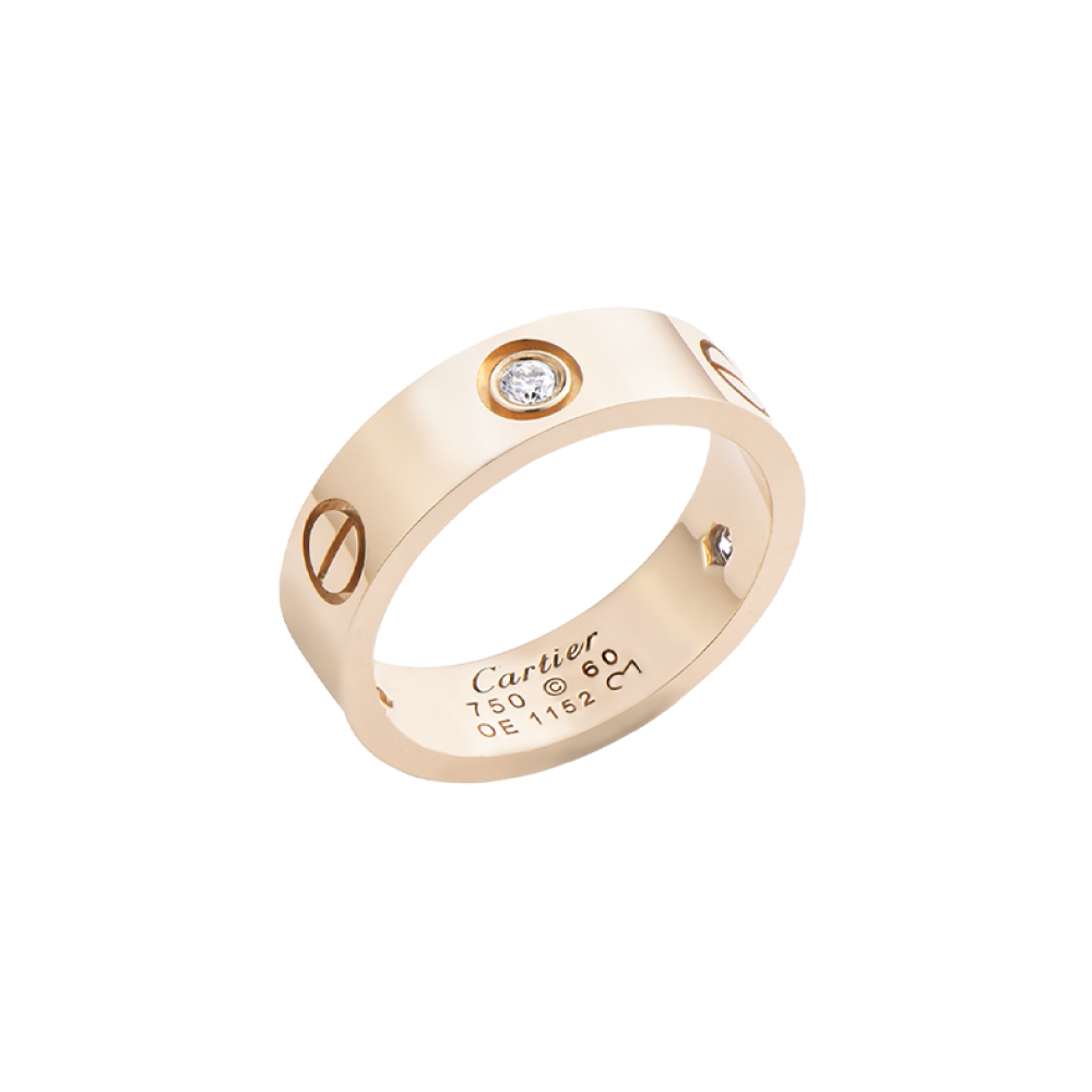 Cartier Love Ring Pink Gold 3 Diamonds