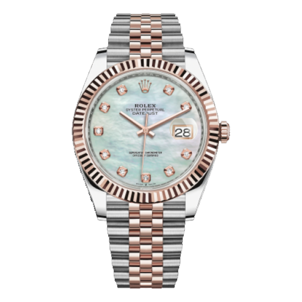 Rolex Datejust Rolesor Everose Gold Mother Of Pearl Diamond Dial