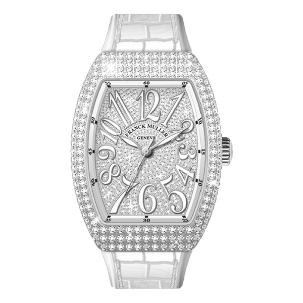 Franck Muller Vanguard V32 Steel White Full Diamonds