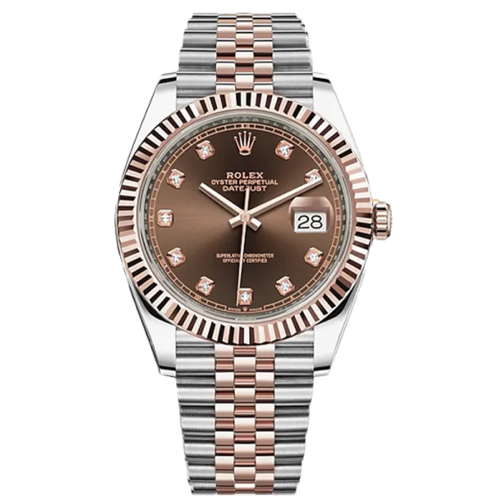 Rolex Datejust Everose Rolesor Chocolate Diamond Dial 41mm